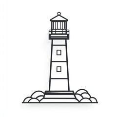 3D line icon of a lighthouse showing direction and protection in stormy weather.