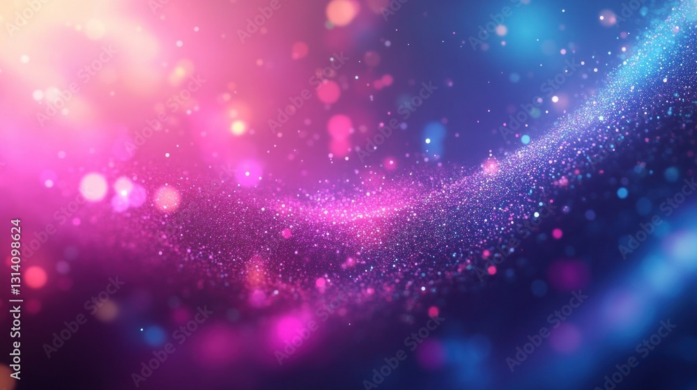 Poster abstract background featuring glowing particles in various shades and colors
