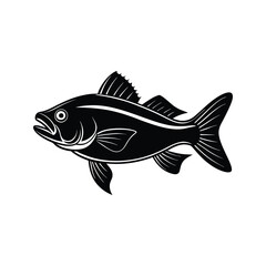 Fototapeta premium Fish with detailed fin and curved body silhouette isolated on white background