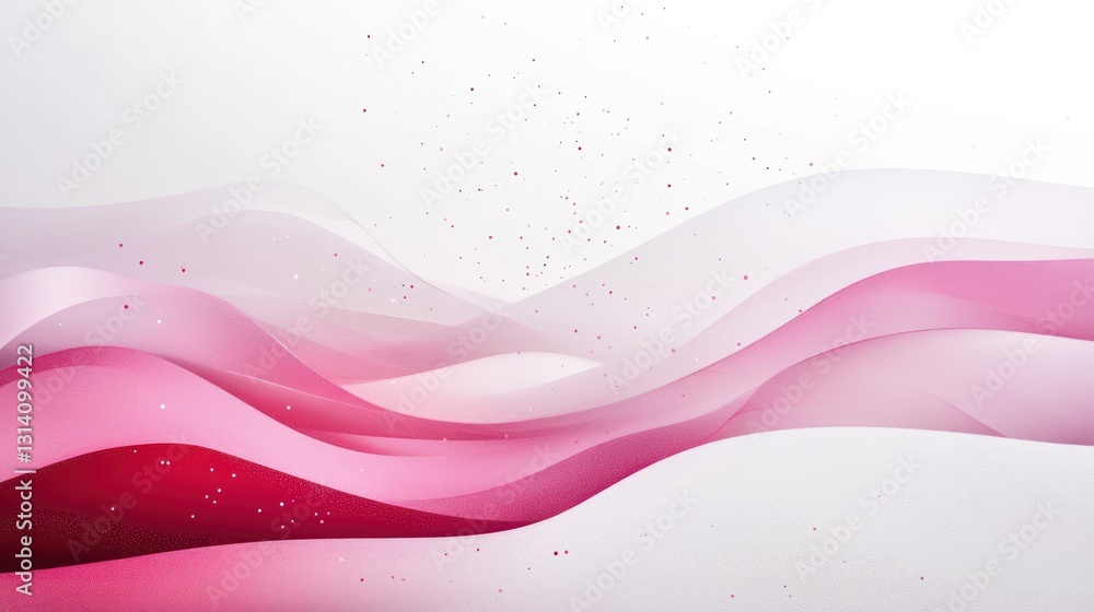 Poster Abstract flowing layers of pink and white wavy textures and patterns