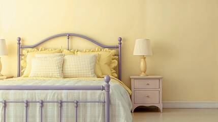 Generative AI, Pastel-Themed Minimalist Bedroom with Soft Textures and Elegant Lighting