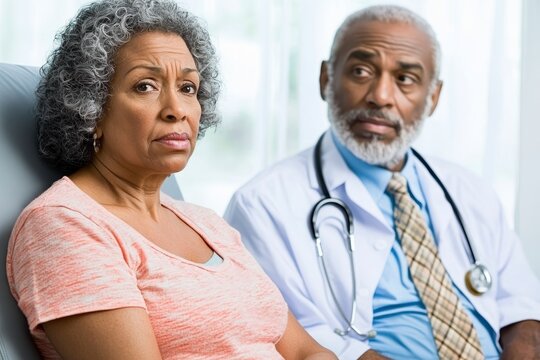 In a bright and airy office, a mature couple sits attentively, listening to their financial advisor The advisor, with a reassuring smile, explains the intricacies of retirement investment options - Powered by Adobe