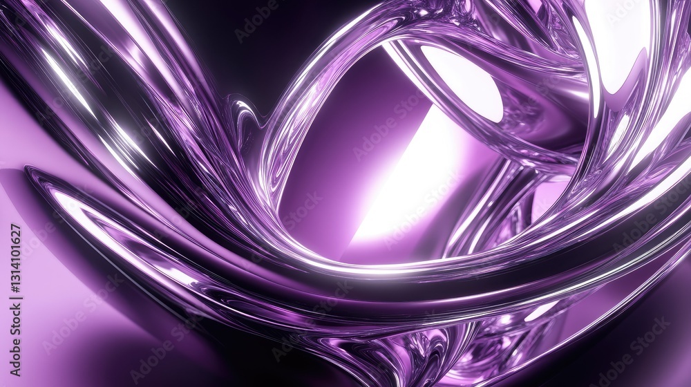 Poster abstract purple background with smooth wave lines and gradient