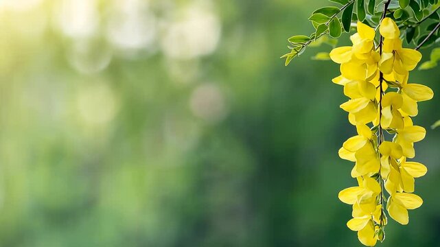 A yellow flower is hanging from a tree branch
