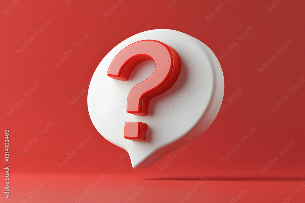 Aufkleber red alert-style 3d notification bubble with a central exclamation mark for important messages