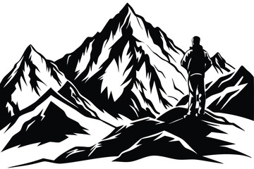 Hand drawn mountain range silhouette