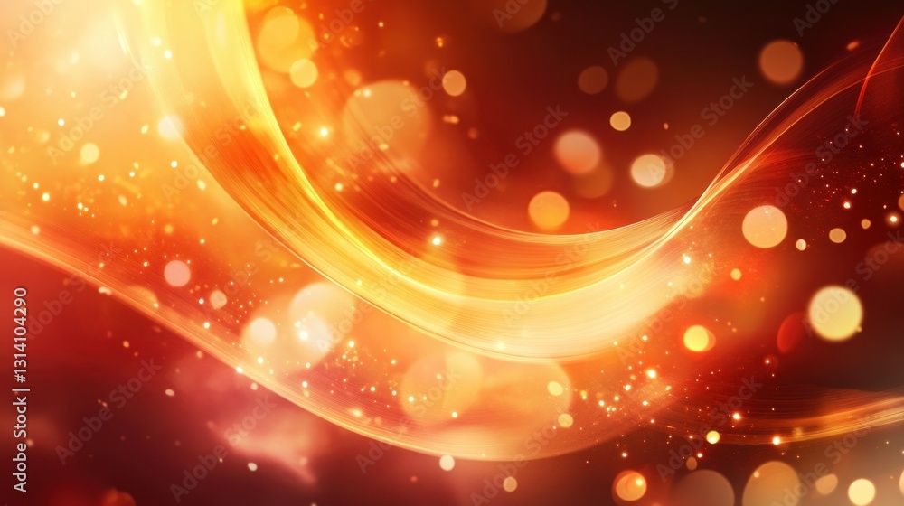 Poster abstract artistic rendering of flowing light waves and sparkling particles