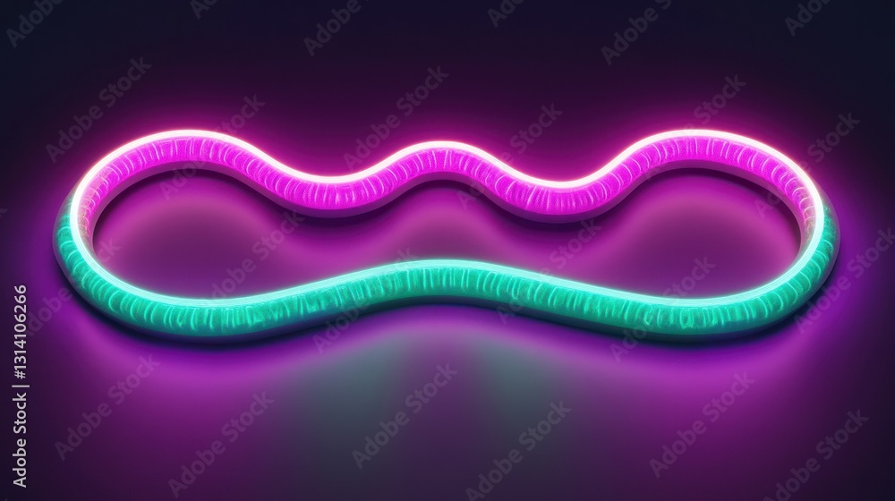 Poster the glowing neon loop exhibits a colorful display of luminescence and curves
