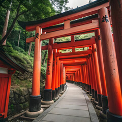 the red torii gates walkway at fushimi inari taish