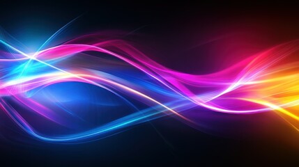Naklejka premium Colorful Wavy Light Streaks Flowing Against a Dark Background