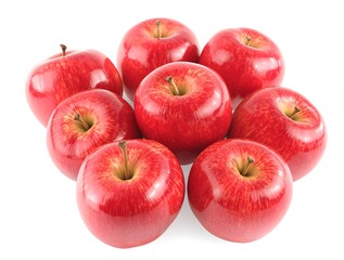 Vibrant Red Fuji Apples Heap on White Background, Perfect Stock Photo for Juice Packaging Design and Refreshing Summer Drink Social Media Marketing Campaign