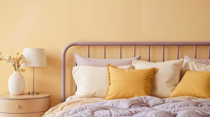 Generative AI, Pastel-Themed Minimalist Bedroom with Soft Textures and Elegant Lighting