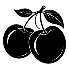 vector illustration of plums