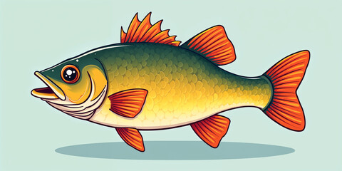 Fototapeta premium Cartoon Largemouth Bass greend