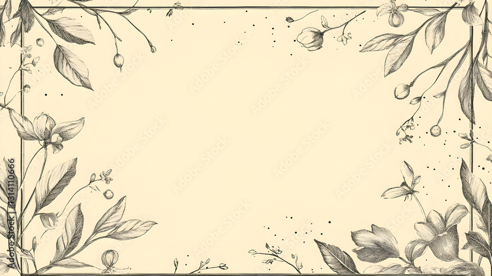 Aufkleber rectangular frame with a border of delicate vines