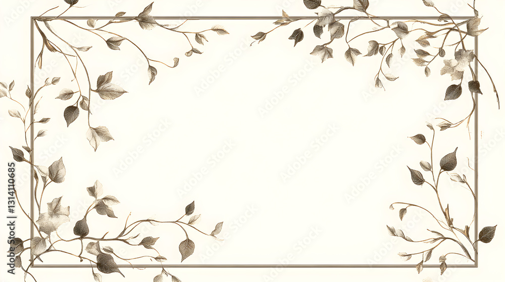 Poster rectangular frame with a border of delicate vines