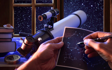 Exploring the universe with a telescope focusing through a window