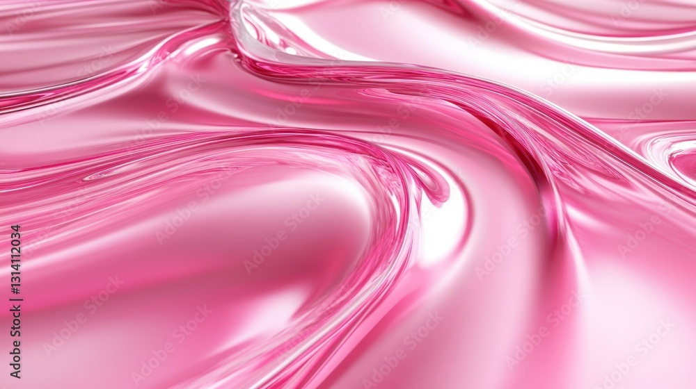 Poster smooth and shiny pink fabric appears to be flowing across the surface