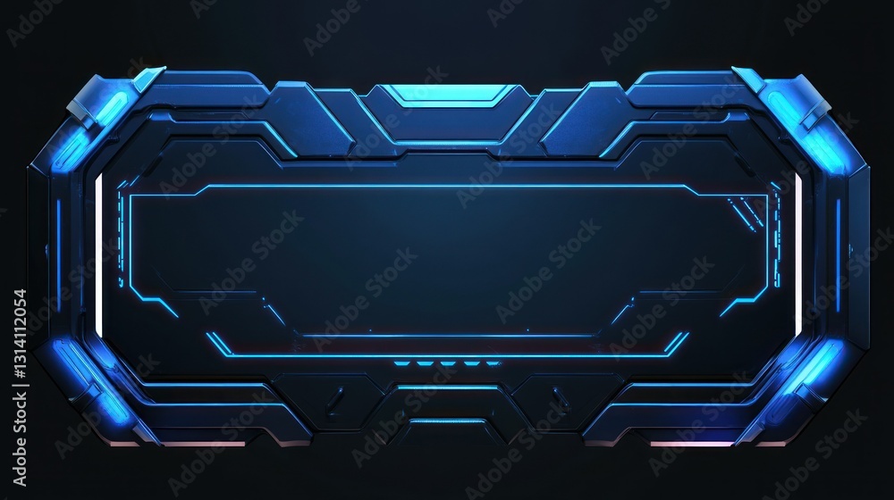 Poster a futuristic blue illuminated technological frame element graphic background