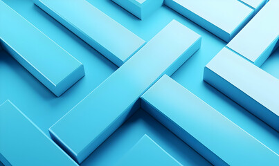 Abstract Blue Geometric Shapes on a Smooth Surface in Modern Style