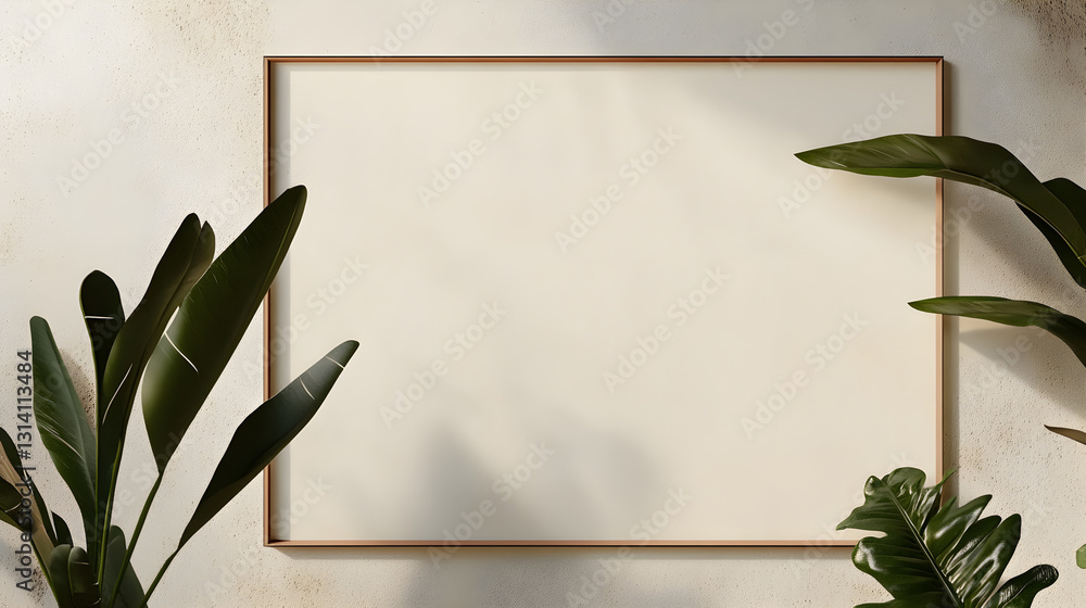 Poster rectangular frame with a minimalist plant design