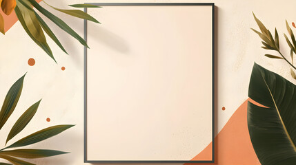 rectangular frame with a minimalist plant design