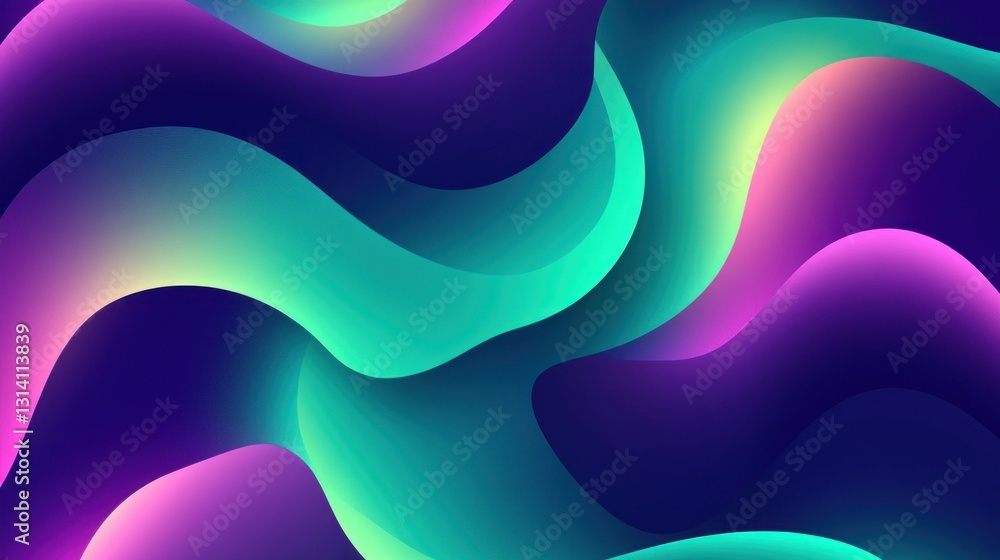 Poster abstract background of colorful flowing shapes with gradients throughout