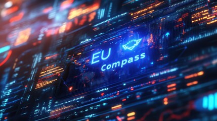 EU Compass Data Visualization in Futuristic Interface