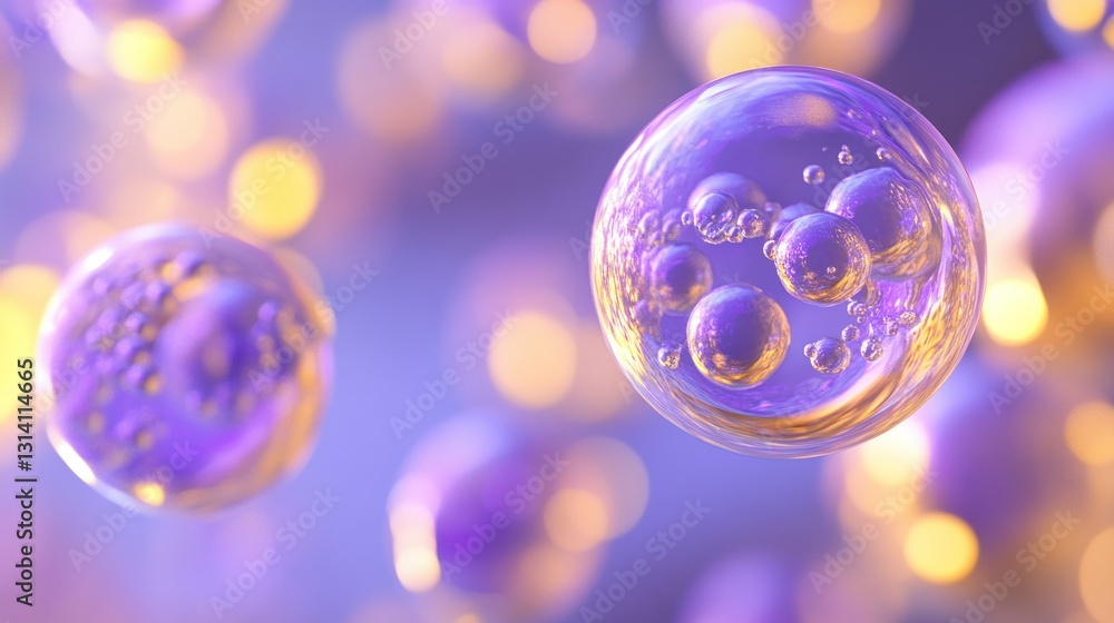 Aufkleber spherical bubbles filled with smaller spheres float in the space
