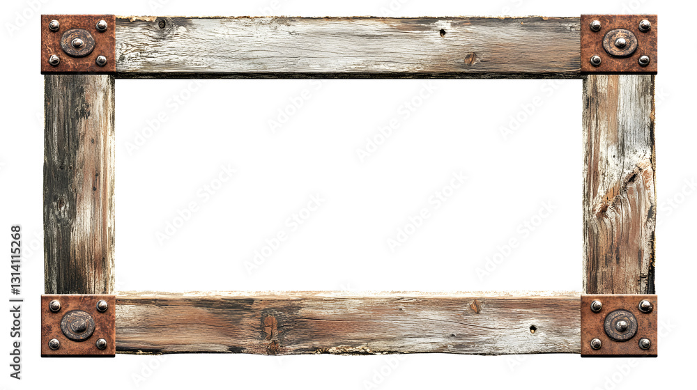 Poster rectangular frame with a rustic wooden texture