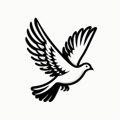 Obraz premium Stylized dotwork tattoo design of a flying dove, showcasing elegant lines and dynamic movement