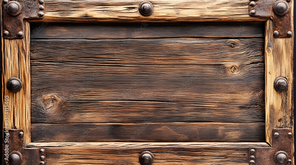Poster rectangular frame with a rustic wooden texture