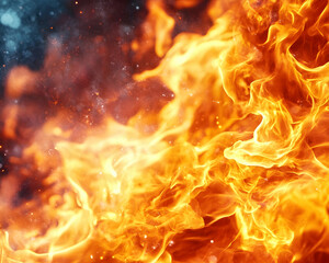 Obraz premium Fiery Blaze Intense, vibrant flames engulf the scene, creating a dynamic and powerful image