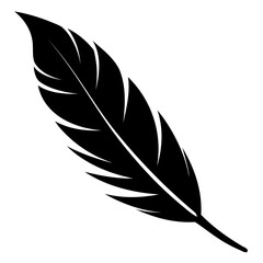 Fototapeta premium Elegant Black Feather Silhouette Vector – Isolated Illustration for Transparent or White Background