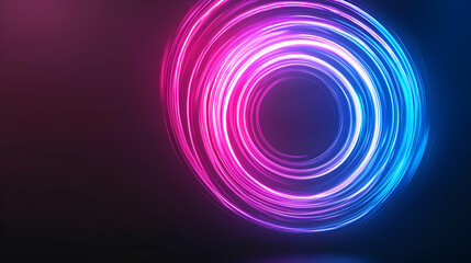 Naklejka premium Vivid Pink And Blue Glowing Neon Circles In A Dark Abstract Background With Futuristic Design And Modern Illuminated Lines