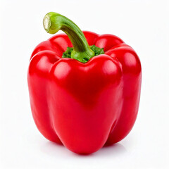 Bright red organic bell pepper isolated on white background