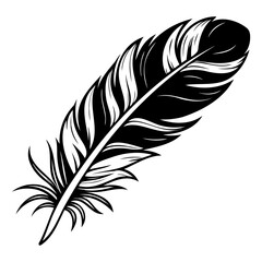 Obraz premium black feather silhouette vector illustration isolated on white or transparent background