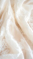 Obraz premium gracefully layered ivory lace fabric background, bridal