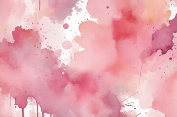 Obraz premium A soft, pink watercolor background with splatters and blots of paint, creating a dreamy, abstract text