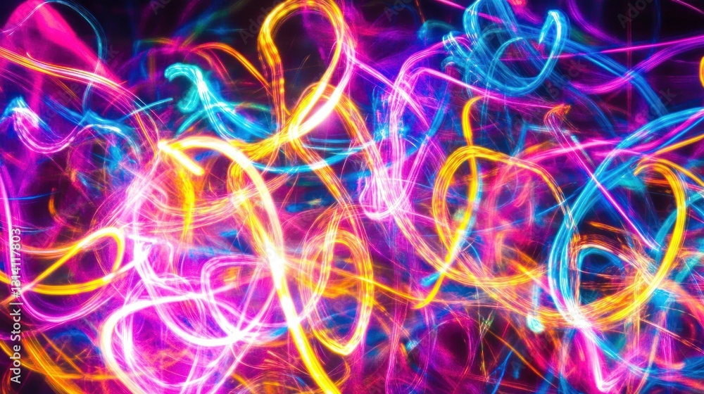 Poster vibrant colored streaks of light creating abstract illuminated patterns