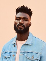 Fototapeta premium Rugged South African Man with Beard and Strong Jawline