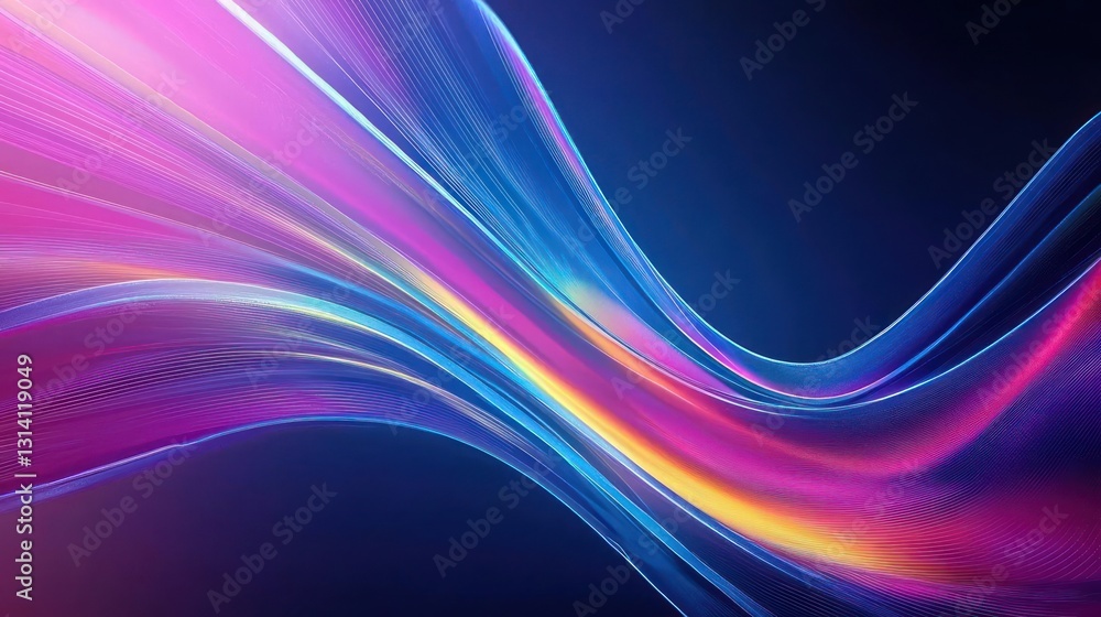Poster Abstract Digital Wave Forming Dynamic Energy on Dark Background with Colorful Lines