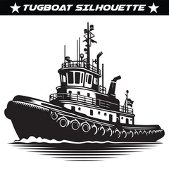 Obraz premium Tugboat silhouette vector illustration design 
