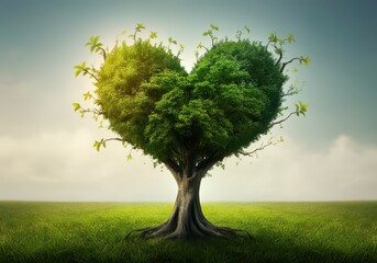 A tree growing in the shape of a heart.