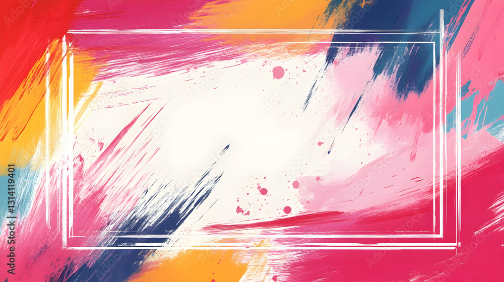 Poster rectangular frame with abstract brush strokes