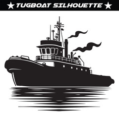 Obraz premium Tugboat silhouette vector illustration design 