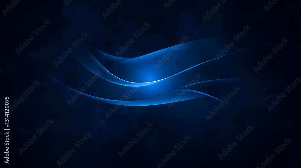 Poster abstract dark blue background with dynamic glowing light streaks and smooth wave pattern design for 