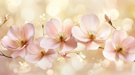 Beautiful pastel colored flowers with soft bokeh background are elegant