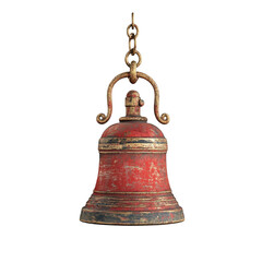 Fototapeta premium Antique Red Bell Hanging Majestically Old and Worn Yet Beautiful