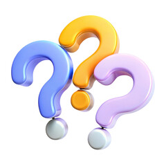 Naklejka premium Colorful question marks. representing curiosity. on transparent cutout, PNG file
